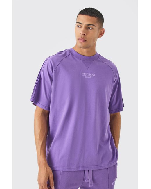 BoohooMAN Purple Edition Oversized Heavyweight Pin Tuck T-shirt for men
