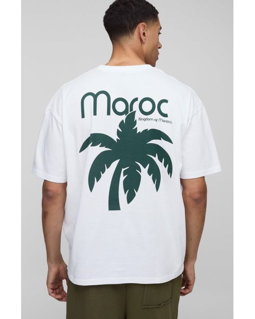 BoohooMAN Gray Oversized Morocco Palm Tree T-Shirt for men