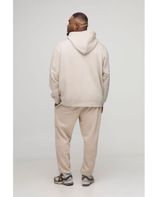 BoohooMAN Natural Plus Basic Oversized Zip Through Hoodie for men