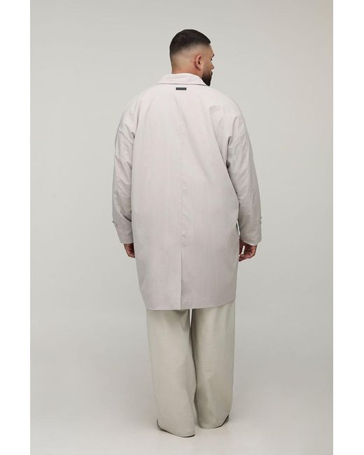 BoohooMAN Gray Plus Crinkle Oversized Mac for men