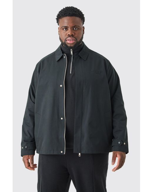 BoohooMAN Plus Edition Heavyweight Twill Embroidered Coach Jacket