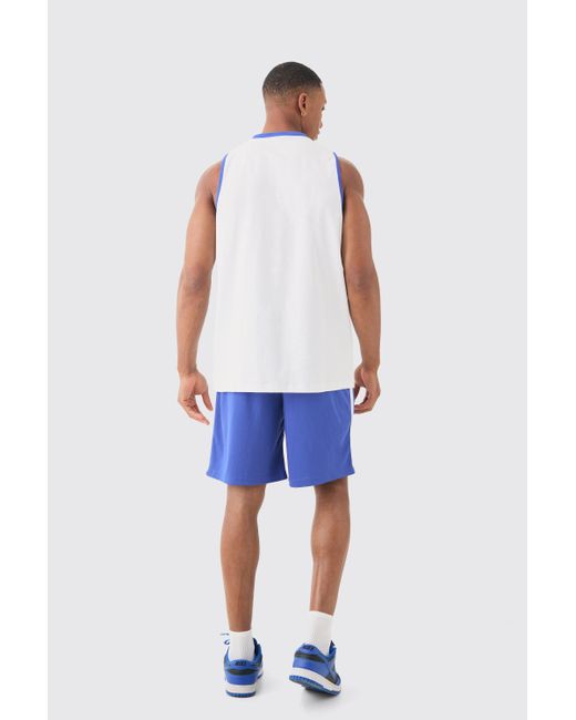 BoohooMAN Blue Oversized Sonic The Hedgehog License Tank And Short Set for men