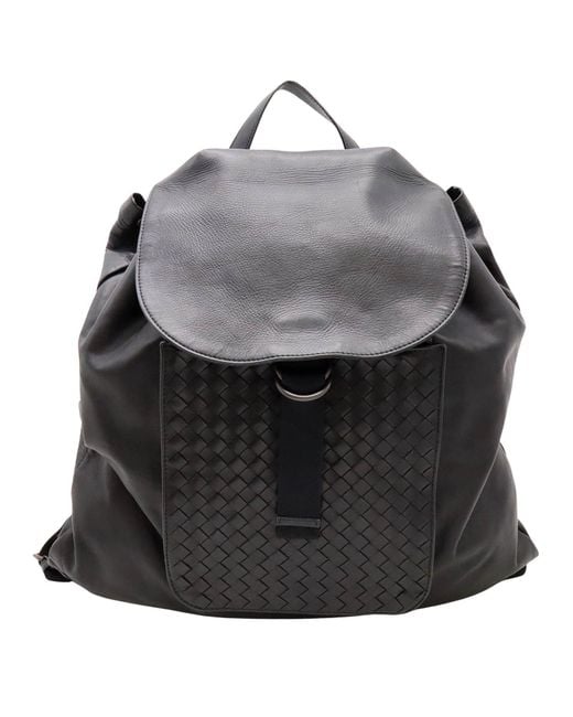 BoohooMAN Bottega Veneta Preloved Intrecciato Leather Backpack Unisex - Black for men