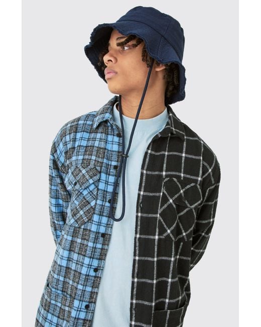 BoohooMAN Blue Multi Patchwork Check Shirt for men