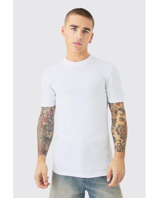 BoohooMAN 2 Pack Muscle Fit T-shirt in White für Herren