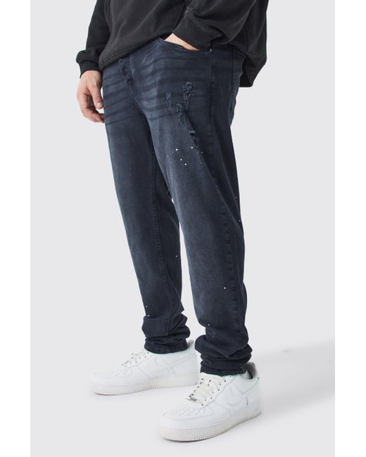 BoohooMAN Blue Plus Skinny Stretch Stacked Tinted Jeans for men