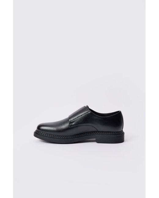 Boohoo Pu Monk Strap Loafer In Black