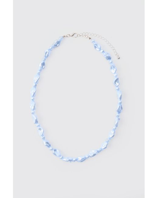 BoohooMAN Shine Beaded Necklace In Light Blue für Herren