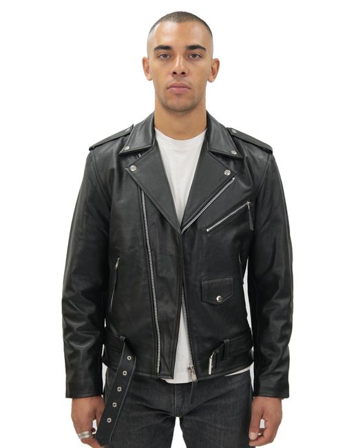 BoohooMAN Black Infinity Leather Cow-hide Brando Jacket -venice for men