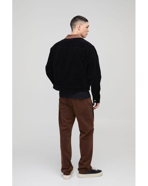 BoohooMAN Beschichtete Western Harrington-Jacke in Blue für Herren