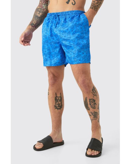 BoohooMAN Blue Mid Length Limited Edition Trunks for men