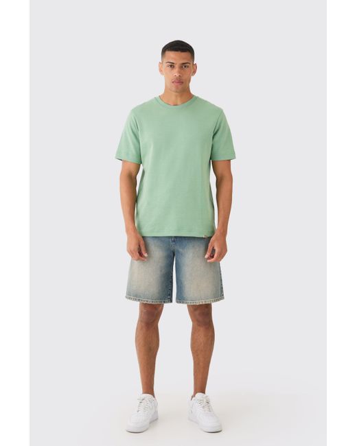 BoohooMAN Green Man Core Fit Heavy Interlock T-shirt for men