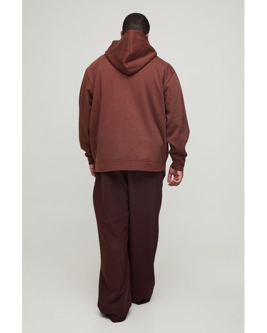 Sudadera Plus Oversize Básica Con Capucha Y Cremallera De 330G/M2 Boohoo de color Red