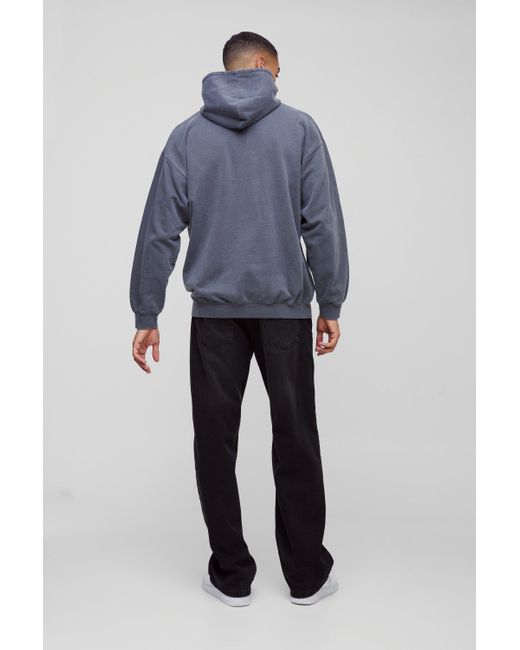 BoohooMAN Oversized Pour Homme Tree Graphic Washed Hoodie in Blue for Men Lyst UK