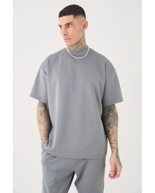 BoohooMAN Gray Tall Oversized Scuba T-shirt & Jogger Set for men