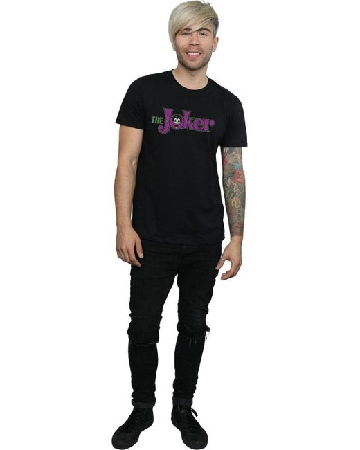 BoohooMAN Black Dc Comics The Joker Crackle Logo T-shirt for men