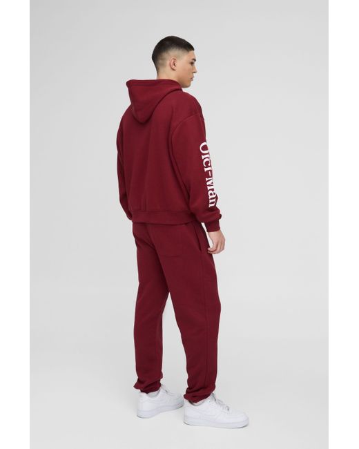 BoohooMAN Kastiger Official Man Trainingsanzug mit Reißverschluss und Kapuze in Red für Herren