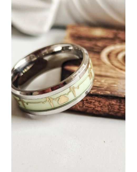 BoohooMAN Metallic The Colourful Aura Luminous Carbon Fibre Lightning Men And Women Green Heart Wedding Ring for men