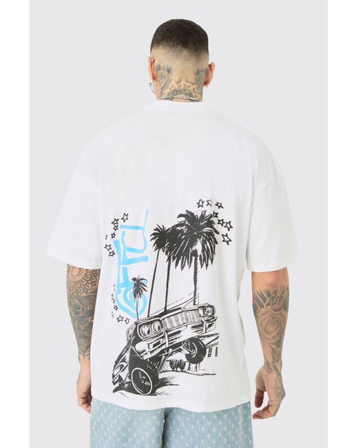 BoohooMAN Tall Oversized Ofcl Car T-shirt In White for men