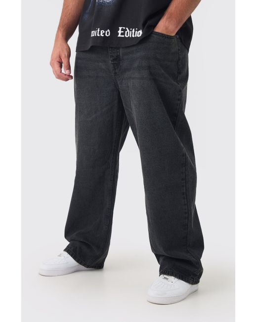 Vaqueros Plus Holgados Sin Tratar Boohoo de color Black