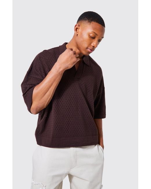 boohooMAN Long Sleeve Muscle Fit Colour Block Knit Polo