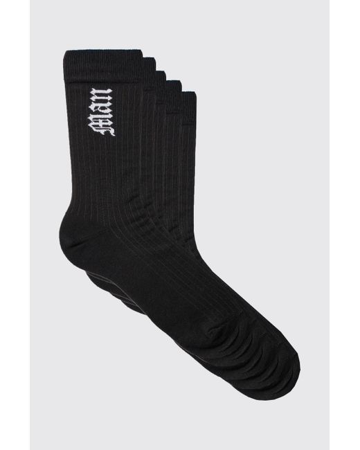 BoohooMAN Black 5 Pack Gothic Sports Socks for men
