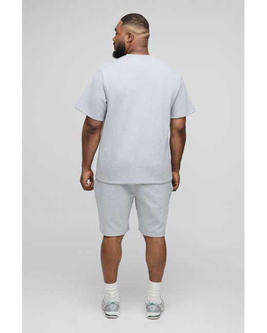 BoohooMAN Gray Plus Regular Fit Interlock Shorts for men