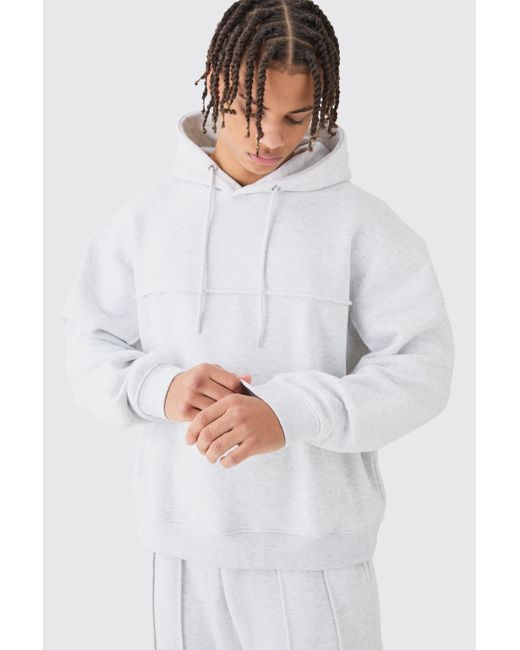BoohooMAN White Oversized Boxy Seam Detail Tracksuit for men