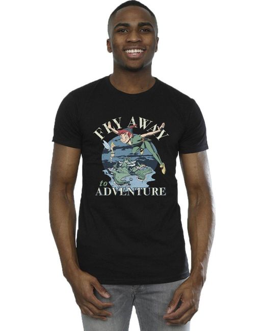 BoohooMAN Black Disney Peter Pan Fly Away To Adventure T-shirt for men