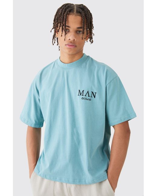 BoohooMAN Blue Oversized Boxy Extended Neck T-shirt for men