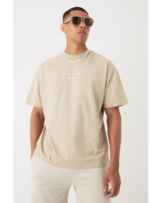 BoohooMAN Natural Oversized Limited Heavy T-shirt for men