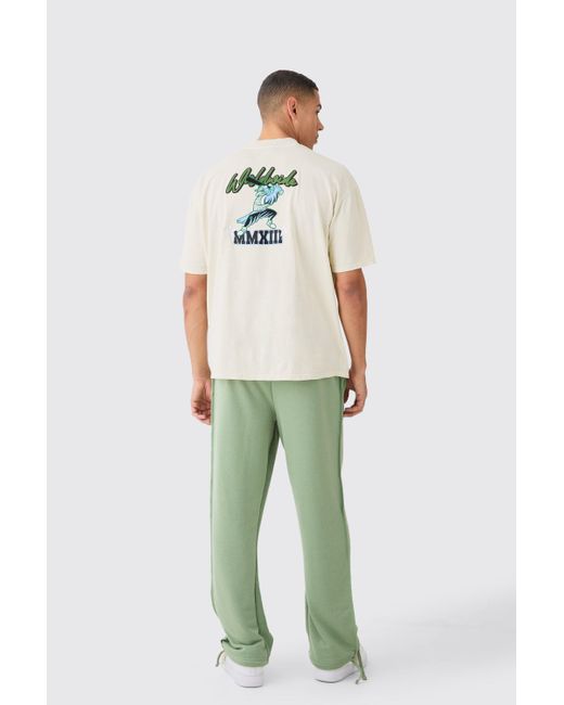 BoohooMAN Relaxed Reverse Loopback Jogger in Green für Herren