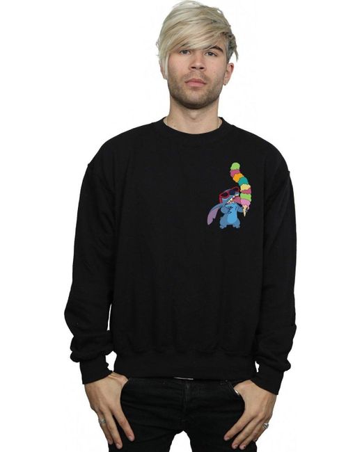 BoohooMAN Black Disney Lilo And Stitch Guitar Sweatshirt for men