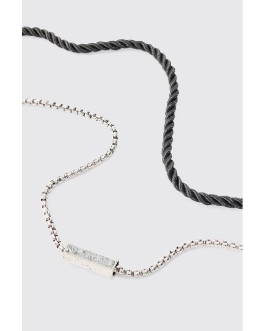 BoohooMAN White Rope And Chain Multi Layer Necklace for men
