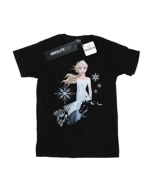 BoohooMAN Black Disney Frozen 2 Elsa Nokk Silhouette T-shirt for men