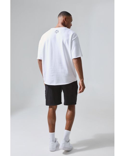 BoohooMAN Man Active X Og Gym Oversized Raw Hem T-shirt in White für Herren