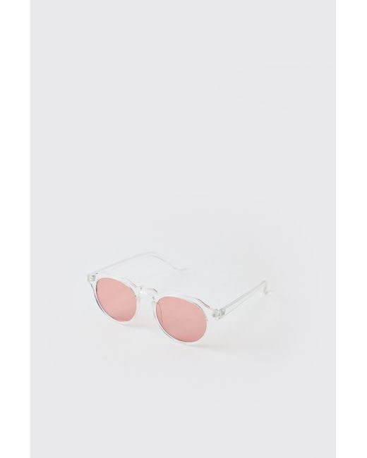 Gafas De Sol Retro Tintadas Con Montura Transparente Boohoo de color White