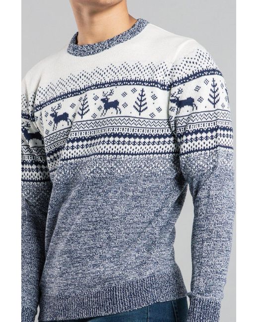 BoohooMAN Gray Tokyo Laundry Festive Colour Block Jacquard Knit Jumper for men