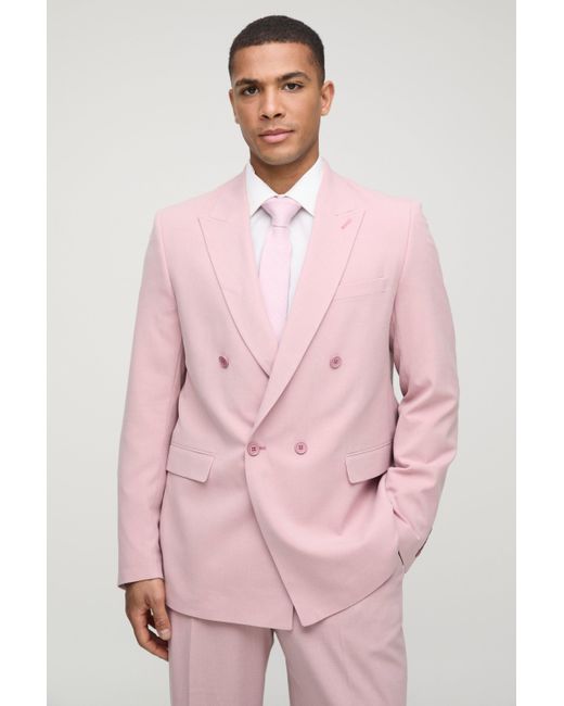 BoohooMAN Pink Oversized Double Breasted Suit Jacket for men