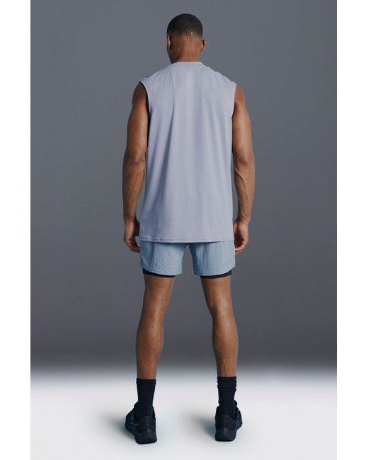 BoohooMAN Gray Man Active Muscle Fit Colour Block Vest for men