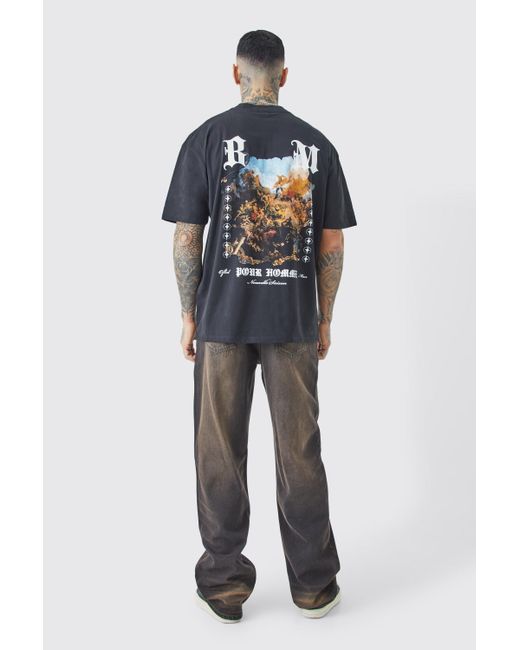 BoohooMAN Tall Oversize T-Shirt mit Renaissance Print in Blue für Herren