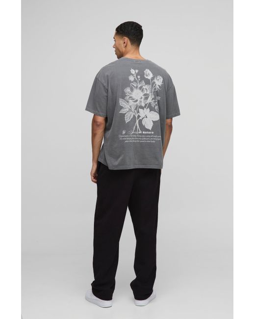 BoohooMAN Oversize T-Shirt mit floralem Official Print in Gray für Herren