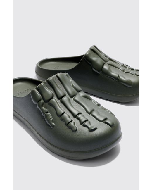 BoohooMAN Green Perforated Skeleton Moulded Mule for men
