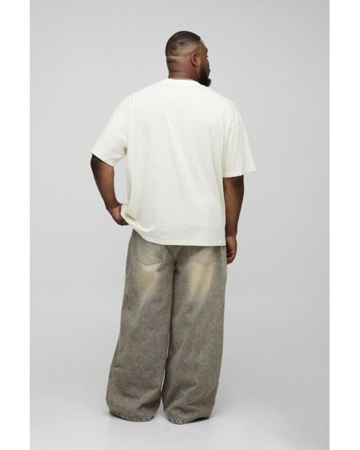 BoohooMAN Natural Plus Baggy Rigid Tinted Washed Denim Jeans for men