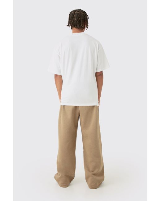 BoohooMAN White Oversized Extended Neck Flock Printed T-shirt for men