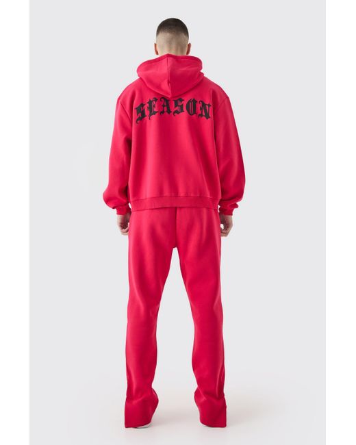 BoohooMAN Red Tall Oversized Boxy Zip Thru Gothic Hooded Tracksuit for men
