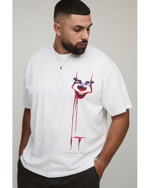 BoohooMAN White Plus Oversized It Printed License T-Shirt for men