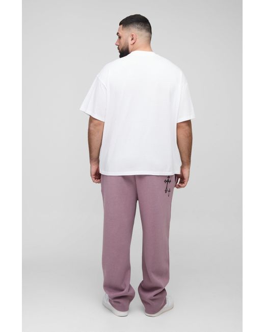 Boohoo Pink Plus Homme Cross Print Oversized Joggers