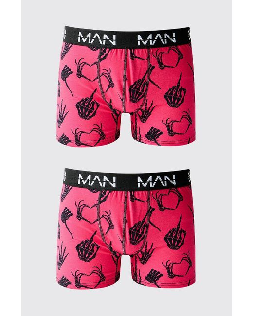 Boohoo Pink Halloween Skeleton Boxers