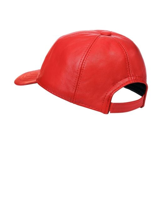 BoohooMAN Red Infinity Leather Real Nappa Leather Adjustable Golf Snapback Plain Baseball Cap Hat for men